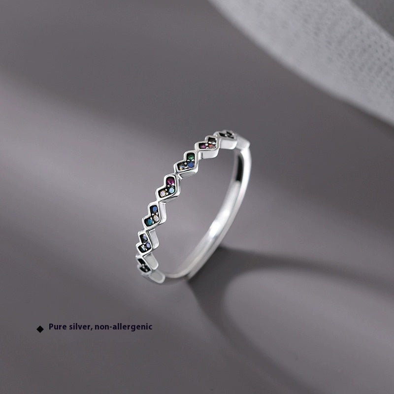 925 Loving Heart In Sterling Silver Ring Female Light Luxury High Sense