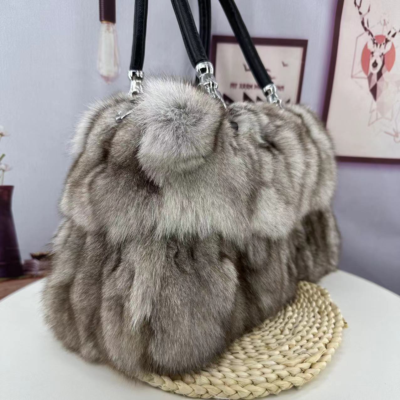 Fox Fur Bag Women's Fur Portable Shoulder Messenger