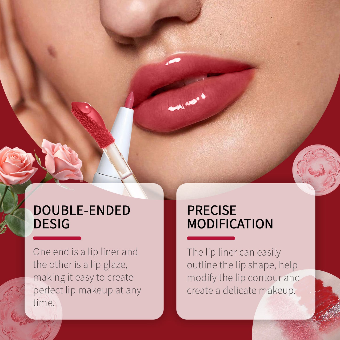 Double-headed Lip Liner Lip Lacquer Pen Two-in-one