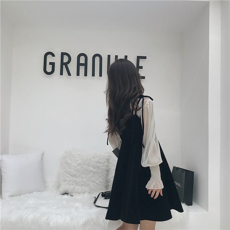 Fashionable Cute Slim Suspender Dress Suit