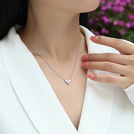 Sterling Silver Moissanite Heart Necklace Moissanite Necklace For Women Wedding Engagement Necklace Love Jewelry Gifts For Her