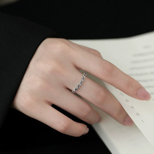 925 Loving Heart In Sterling Silver Ring Female Light Luxury High Sense