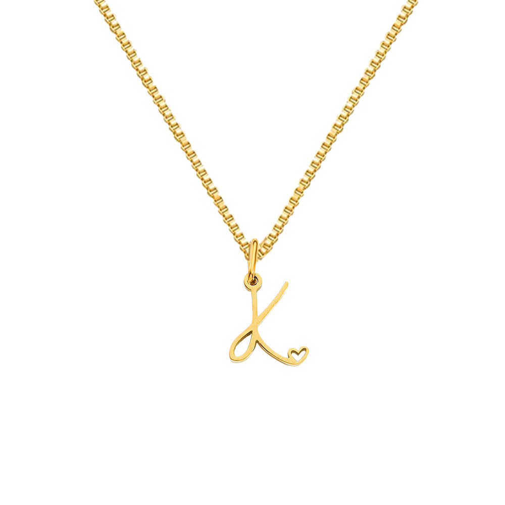 26 Love Letters Titanium Steel Pendants Necklace