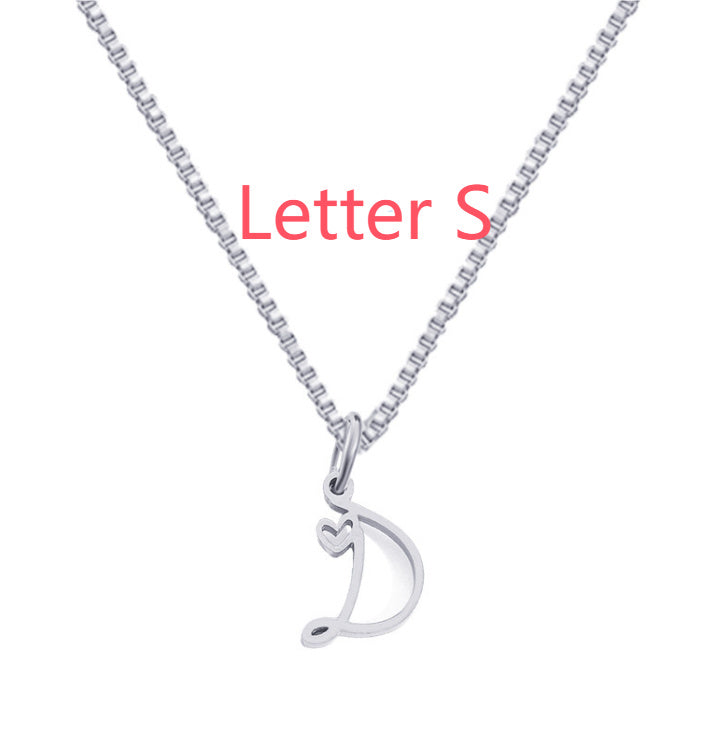 26 Love Letters Titanium Steel Pendants Necklace