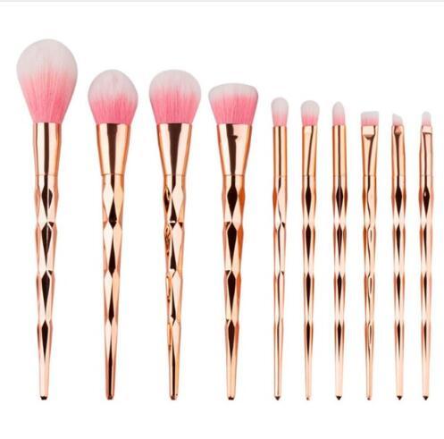 11Pcs Diamond Rose Gold Makeup Brushes Set Mermaid Fishtail Shaped