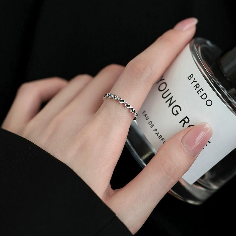 925 Loving Heart In Sterling Silver Ring Female Light Luxury High Sense