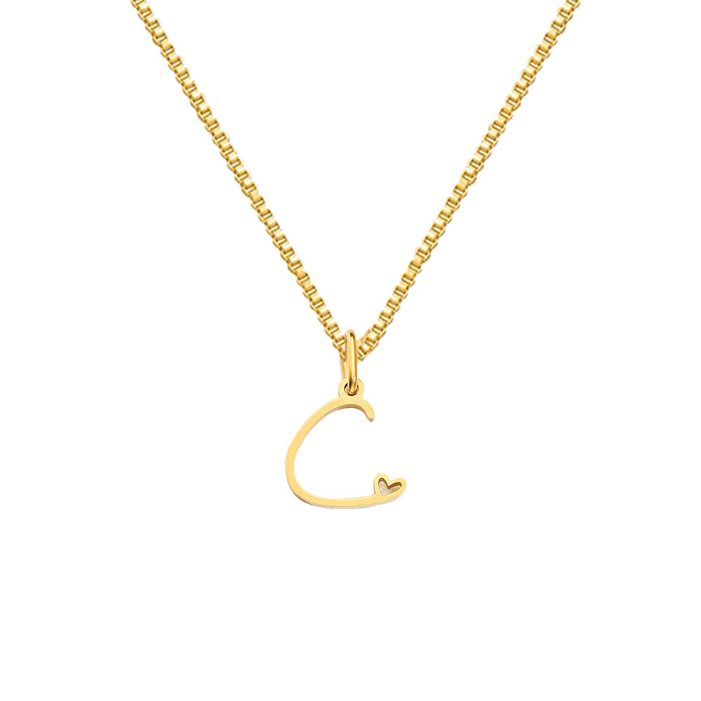 26 Love Letters Titanium Steel Pendants Necklace