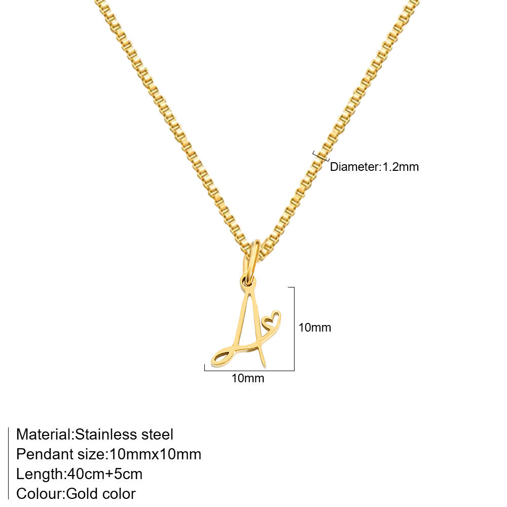 26 Love Letters Titanium Steel Pendants Necklace